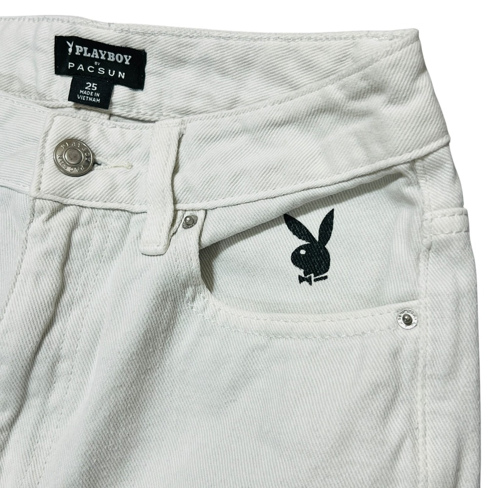 PLAYBOY Pacsun Flower Boyfriend Jeans Sz 25 90s Y2K Distressed Back Slash Retro - Picture 6 of 14